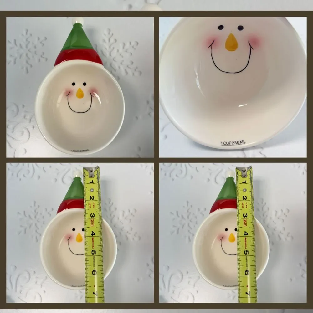 Avon Christmas Ceramic Nesting Measuring Cups Set Santa Reindeer Penguin Snowman